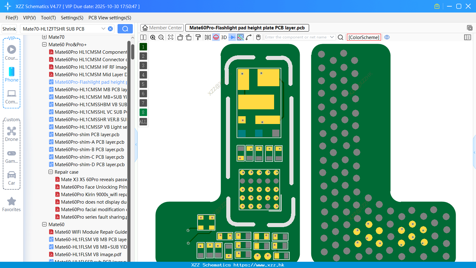 Huawei Mate60Pro-Flashlight Pad Height Plate PCB Layer
